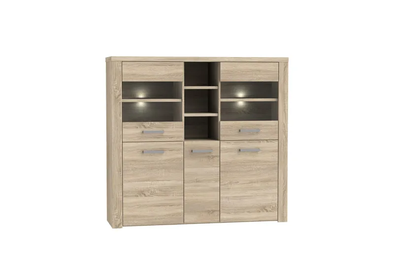 Loannia Vitrinskåp 41x146 cm - Brun - Förvaring - Skåp - Vitrinskåp