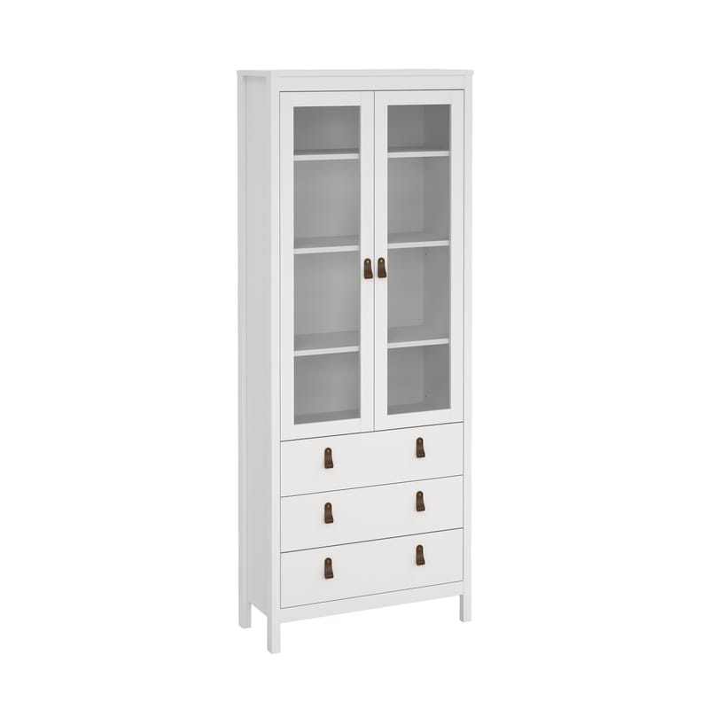 Vitrinskåp Madrid med 2 glasdörrar 3 lådor 78x199 cm - Förvaring - Skåp - Vitrinskåp