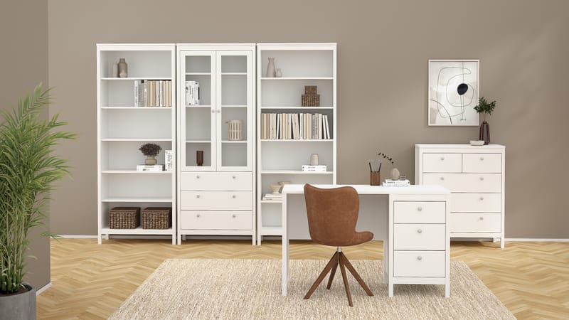 Vitrinskåp Madrid med 2 glasdörrar 3 lådor 78x199 cm - Förvaring - Skåp - Vitrinskåp