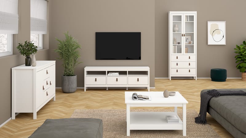 Vitrinskåp Madrid med 2 glasdörrar 3 lådor 78x199 cm - Förvaring - Skåp - Vitrinskåp