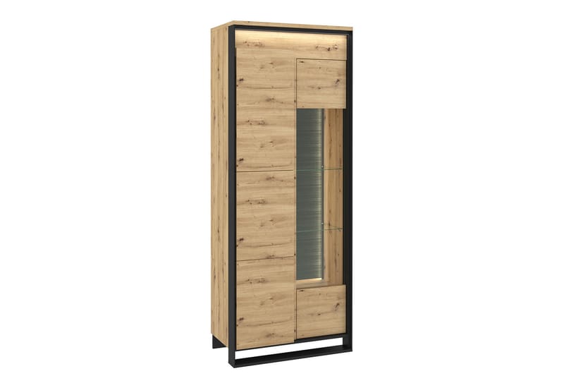 QUANT Vitrinskåp 41x76 cm Ek/Svart - Ek/Svart - Förvaring - Skåp - Vitrinskåp