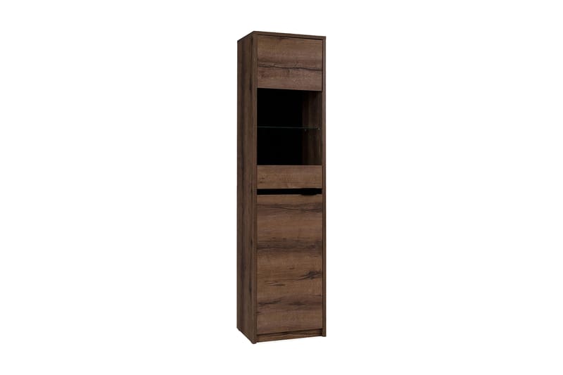 RARICK Vitrinskåp 50x40x200 cm - Ek/Svart/Vit Led-Belysning - Förvaring - Skåp - Vitrinskåp