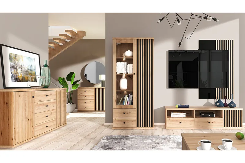 Rosehall Vitrinskåp 191 cm NO_BRAND Black - Förvaring - Skåp - Vitrinskåp