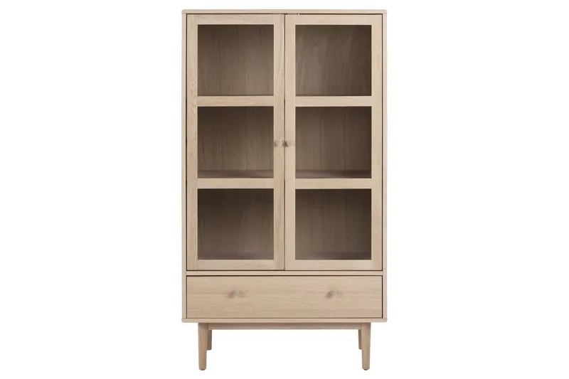 Salama Vitrinskåp 40 cm djup 80 cm bred 144,8 cm hög Trä - Vit - Förvaring - Skåp - Vitrinskåp