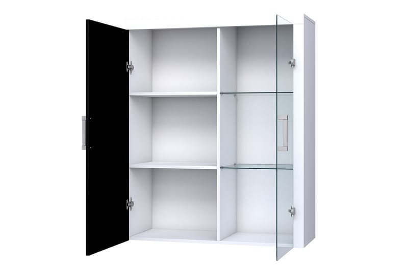 SAMBA Vitrinskåp 90x35x111 cm - Svart/Vit - Förvaring - Skåp - Vitrinskåp