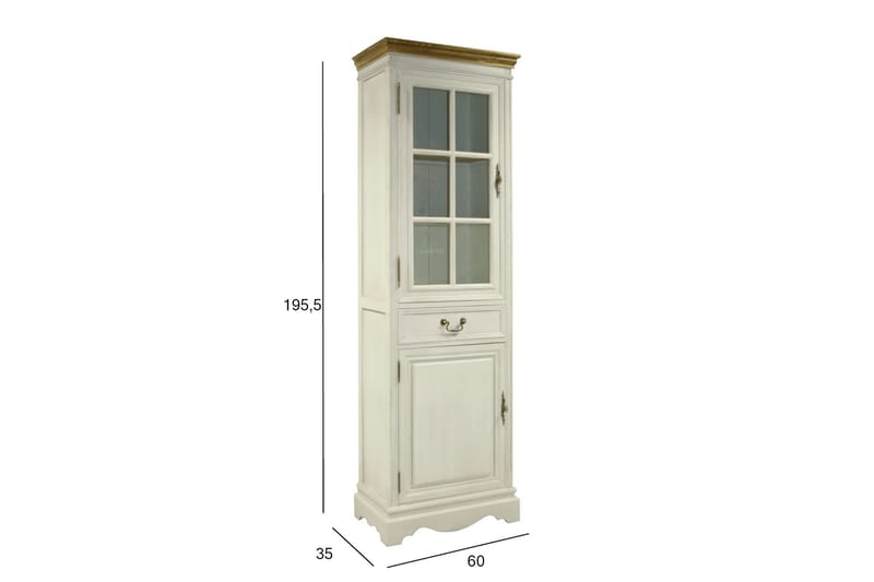 Samira Vitrinskåp 60 cm i Trä och Glas - Antikvit - Förvaring - Skåp - Vitrinskåp