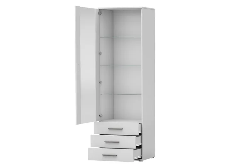 Soho Smalt Vitrinskåp RGB LED Belysning 41 cm djup 60 cm bred 192 cm hög Mörkt Trä Glas - Svart - Förvaring - Skåp - Vitrinskåp