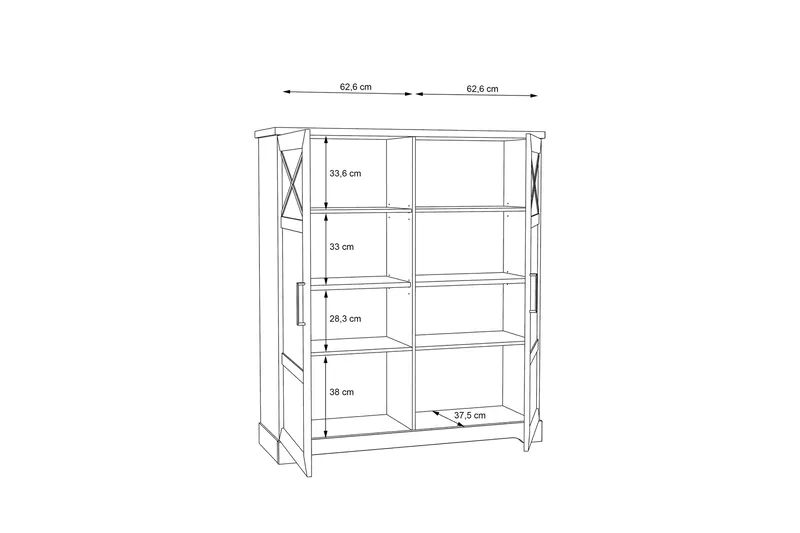 Svetis Vitrinskåp 42 cm djup 133,2 cm bred 151,8 cm hög Ljust Trä - Vit - Förvaring - Skåp - Vitrinsk åp