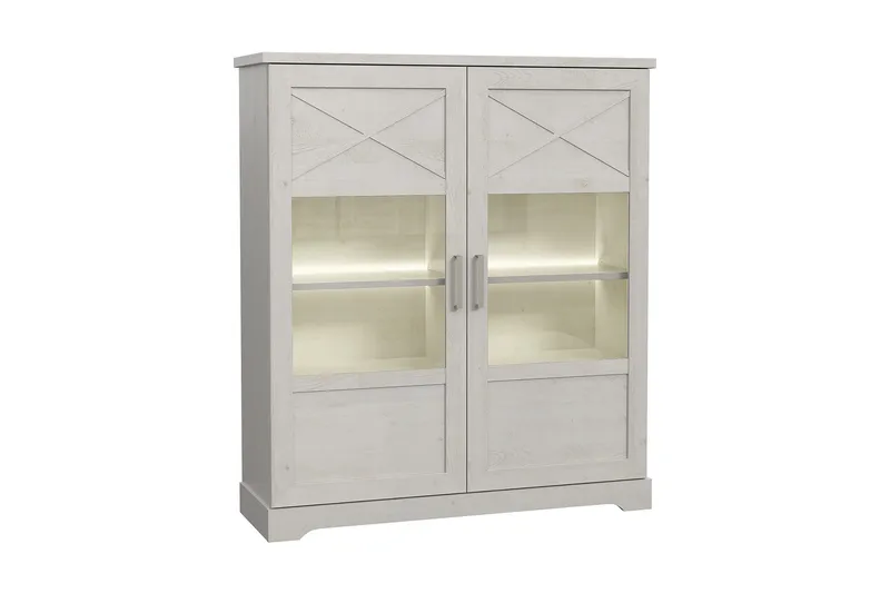 Svetis Vitrinskåp 42 cm djup 133,2 cm bred 151,8 cm hög Ljust Trä, Vit