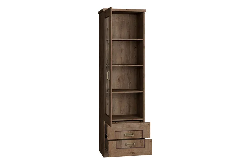 Tadeusz Smalt Vitrinskåp 44 cm djup 46 cm bred 191 cm hög Trä - Brun - Förvaring - Skåp - Vitrinskåp