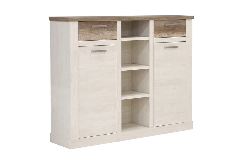 Talebi Skänk 41 cm djup 160 cm bred 128 cm hög Ljust Trä - Brun/Vit - Förvaring - Skåp - Vitrinskåp