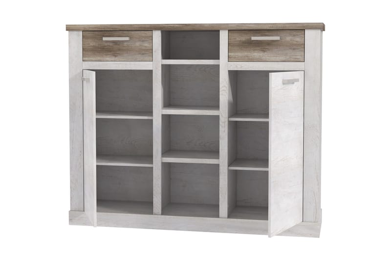 Talebi Skänk 41 cm djup 160 cm bred 128 cm hög Ljust Trä - Brun/Vit - Förvaring - Skåp - Vitrinskåp