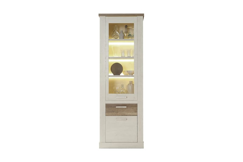 Talebi Vitrinskåp 41 cm djup 71 cm bred 212 cm hög Ljust Trä - Brun/Vit - Förvaring - Skåp - Vitrinskåp