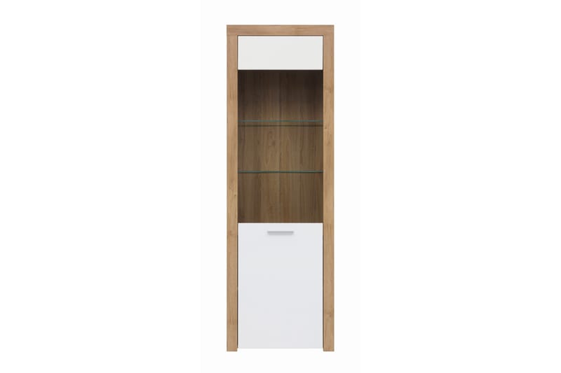 Tarka Vitrinskåp 39 cm djup 62 cm bred 192 cm hög Trä Ek - Trä/natur|Vit - Förvaring - Skåp - Vitrinskåp