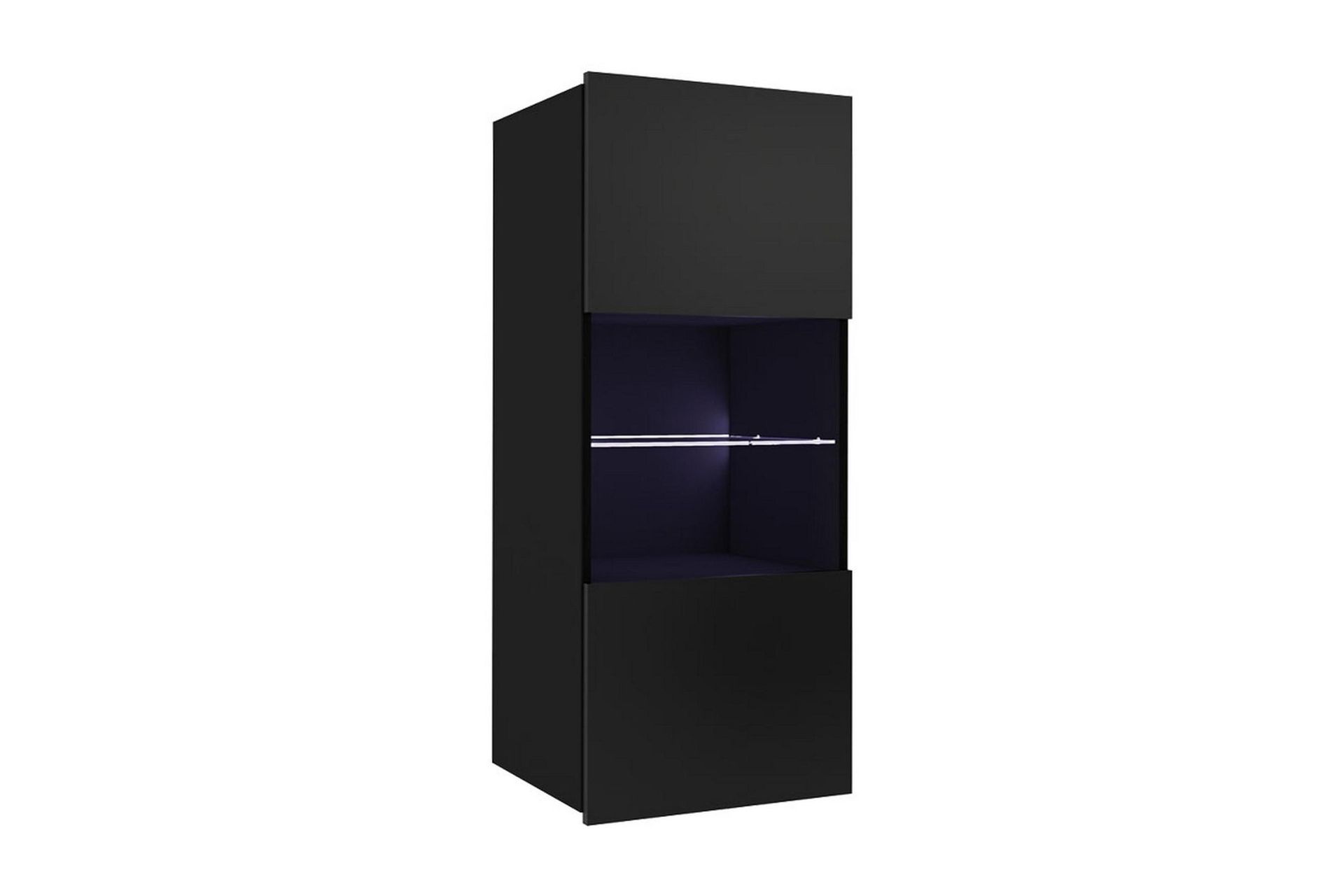 Tessan Smalt V&auml;ggh&auml;ngt Vitrinsk&aring;p 32 cm djup 45 cm bred 117 cm h&ouml;g M&ouml;rkt Tr&auml; Glas - Svart