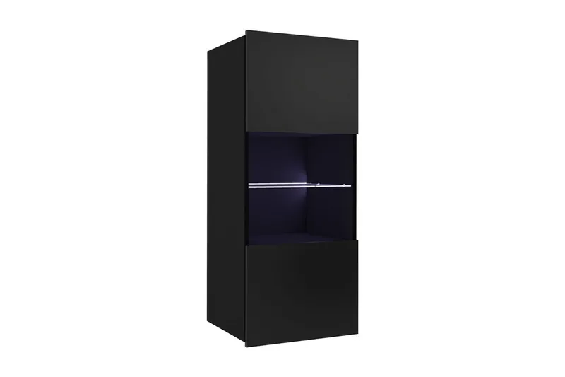 Tessan Vitrinskåp 45x32x117 cm - Svart/Vit Led-Belysning - Förvaring - Skåp - Vitrinskåp