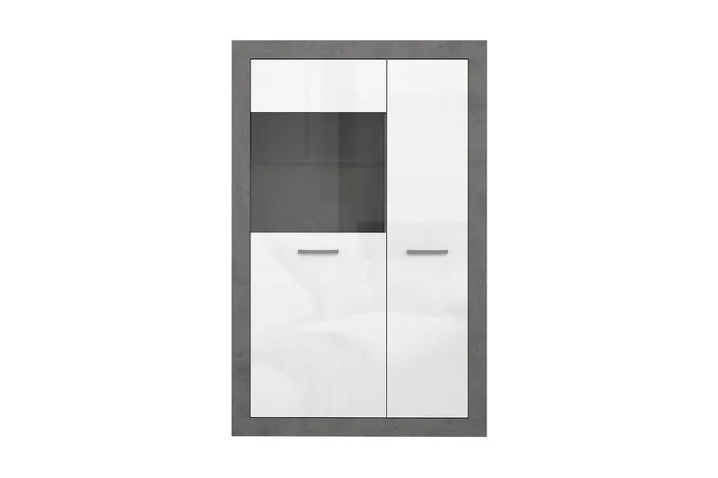 Tolovgrad Vitrinskåp 41 cm djup 93 cm bred 145,9 cm hög Ljust Trä Glas - Grå/Vit - Förvaring - Skåp - Vitrinskåp