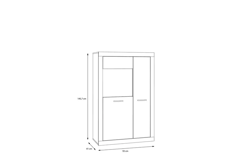 Tolovgrad Vitrinskåp 41 cm djup 93 cm bred 145,9 cm hög Ljust Trä Glas - Grå/Vit - Förvaring - Skåp - Vitrinskåp
