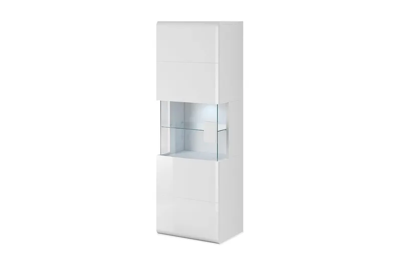 Toreno Vitrinskåp 39 djup 53 cm bred 159 cm hög Ljust Trä Glas, Vit