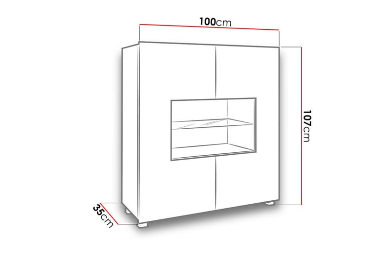 TRACEY Skänk 100 cm LED-belysning Vit - Vit/Blå LED - Förvaring - Skåp - Vitrinskåp