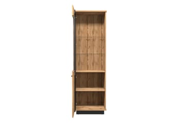 Vitrinskåp 40 cm djup 60 cm bred 193,6 cm hög Trä Ek Glas - Svart|Ek - Förvaring - Skåp - Vitrinskåp