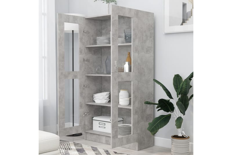 Vitrinskåp betonggrå 82,5x30,5x150 cm spånskiva - Grå - Förvaring - Skåp - Vitrinskåp