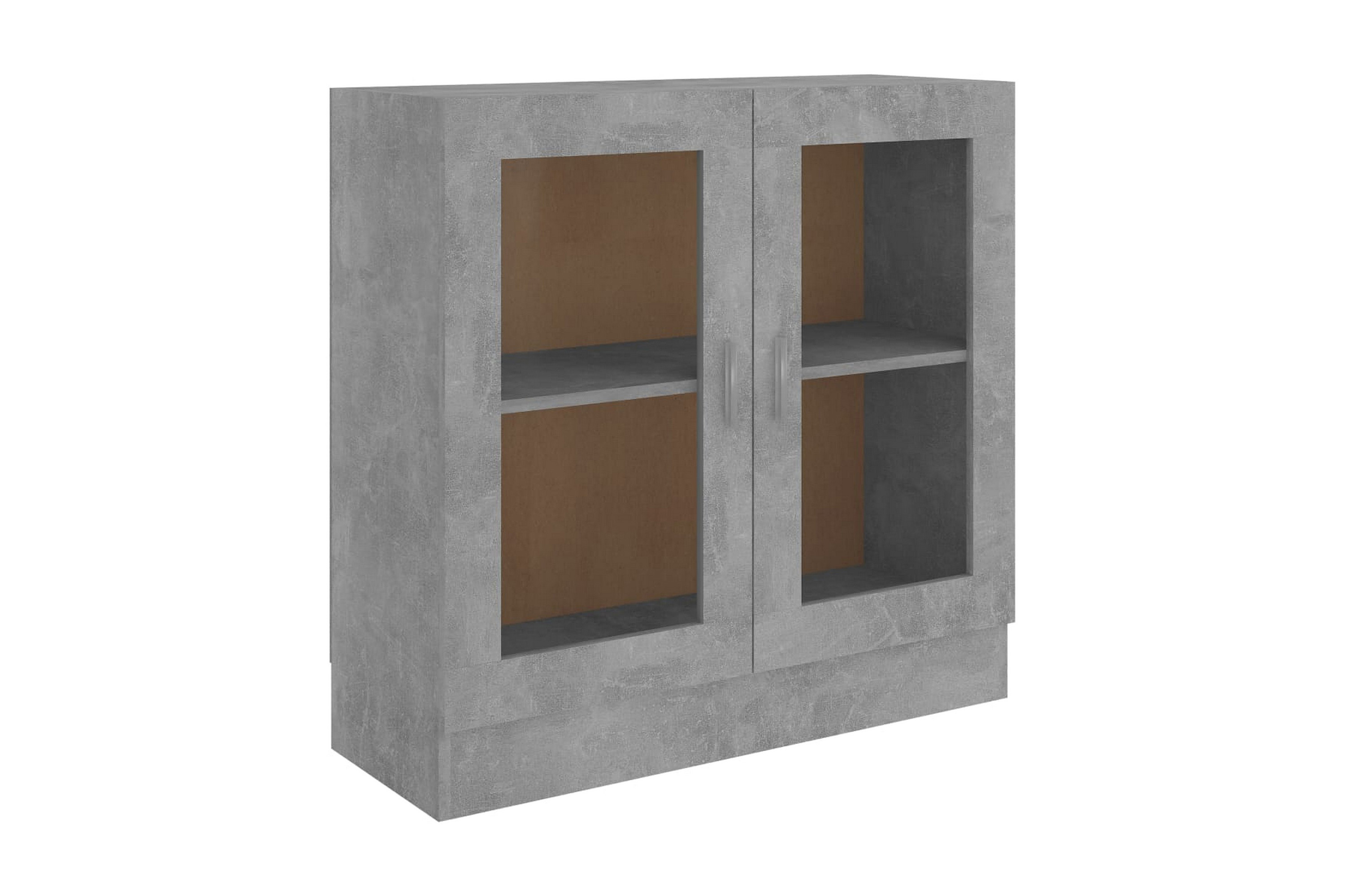 Vitrinskåp betonggrå 82,5×30,5×80 cm spånskiva – Grå