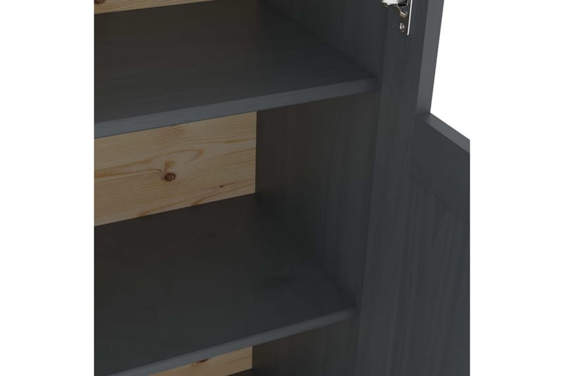 Vitrinskåp Hill Range grå 85x37x170,5 cm massiv furu - Grå - Förvaring - Skåp - Vitrinskåp