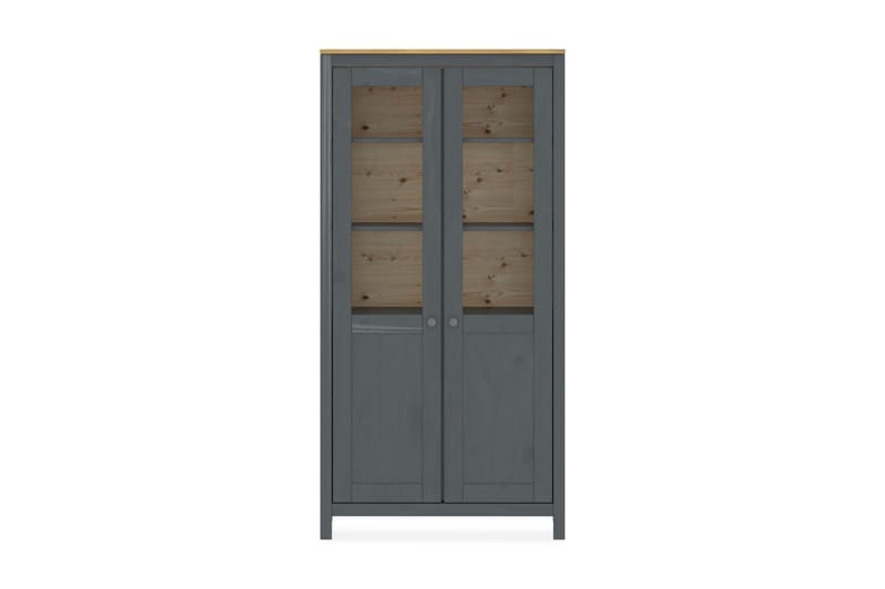 Vitrinskåp Hill Range grå 85x37x170,5 cm massiv furu - Grå - Förvaring - Skåp - Vitrinskåp