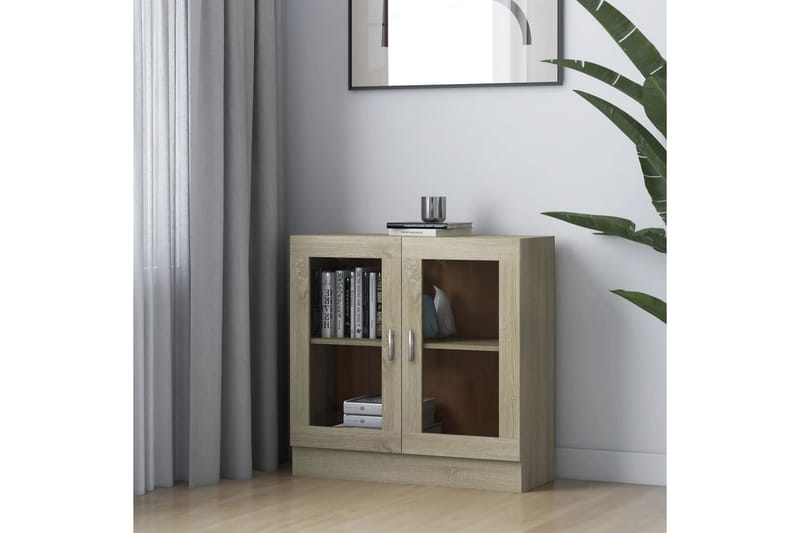 Vitrinskåp sonoma-ek 82,5x30,5x80 cm spånskiva - Brun - Förvaring - Skåp - Vitrinskåp