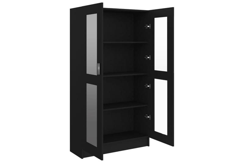 Vitrinskåp svart 82,5x30,5x150 cm spånskiva - Svart - Förvaring - Skåp - Vitrinskåp