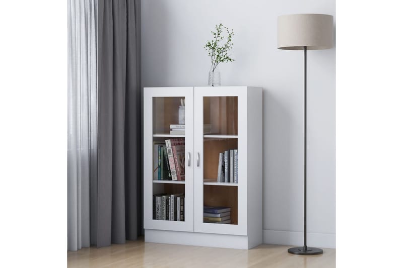 Vitrinskåp vit 82,5x30,5x115 cm spånskiva - Vit - Förvaring - Skåp - Vitrinskåp