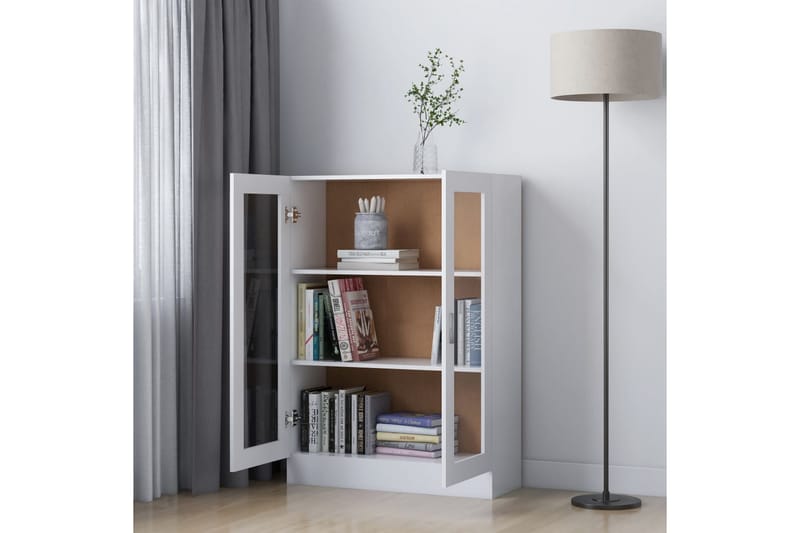 Vitrinskåp vit 82,5x30,5x115 cm spånskiva - Vit - Förvaring - Skåp - Vitrinskåp