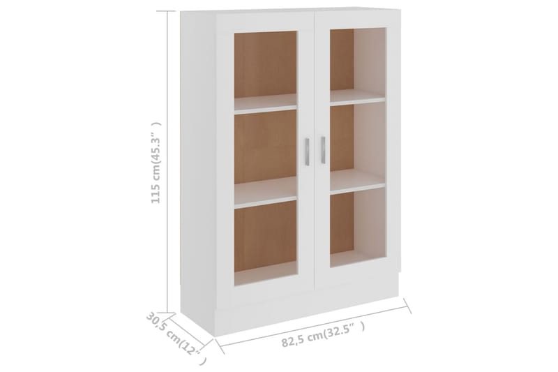 Vitrinskåp vit 82,5x30,5x115 cm spånskiva - Vit - Förvaring - Skåp - Vitrinskåp