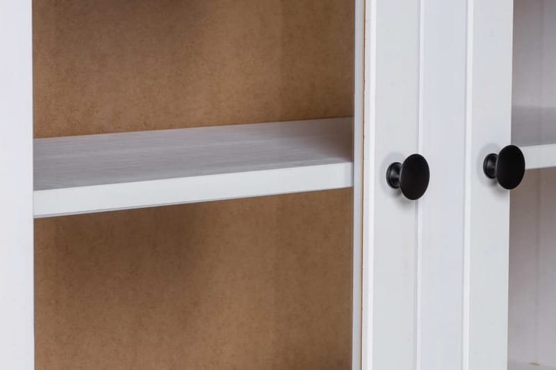 Vitrinskåp vit 93x40,5x180 cm massiv furu panama - Vit - Förvaring - Skåp - Vitrinskåp