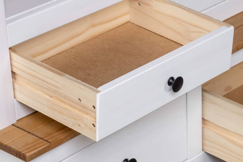 Vitrinskåp vit 93x40,5x180 cm massiv furu panama - Vit - Förvaring - Skåp - Vitrinskåp
