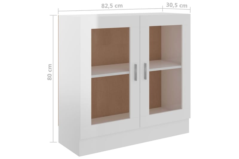 Vitrinskåp vit högglans 82,5x30,5x80 cm spånskiva - Vit - Vitrinskåp