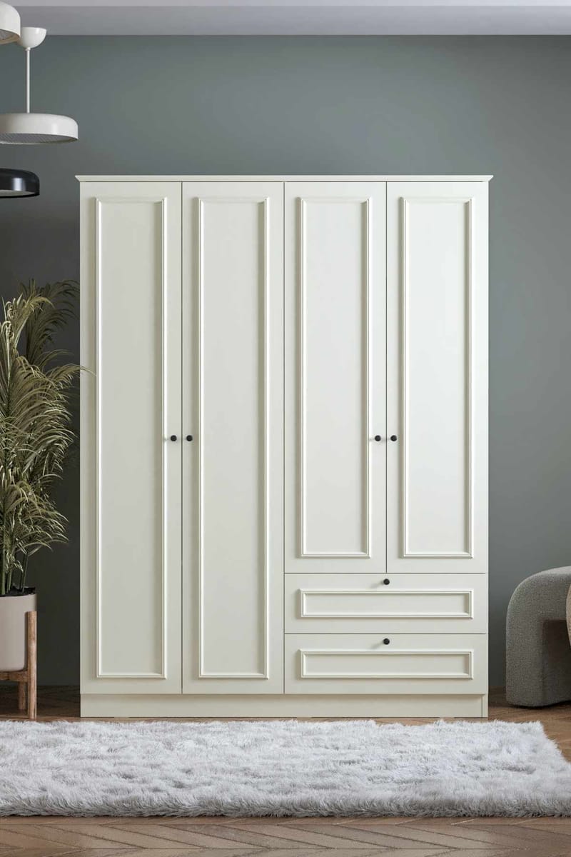 Wonthaggi Garderob 140x182 cm - Vit - Förvaring - Skåp - Garderobsskåp