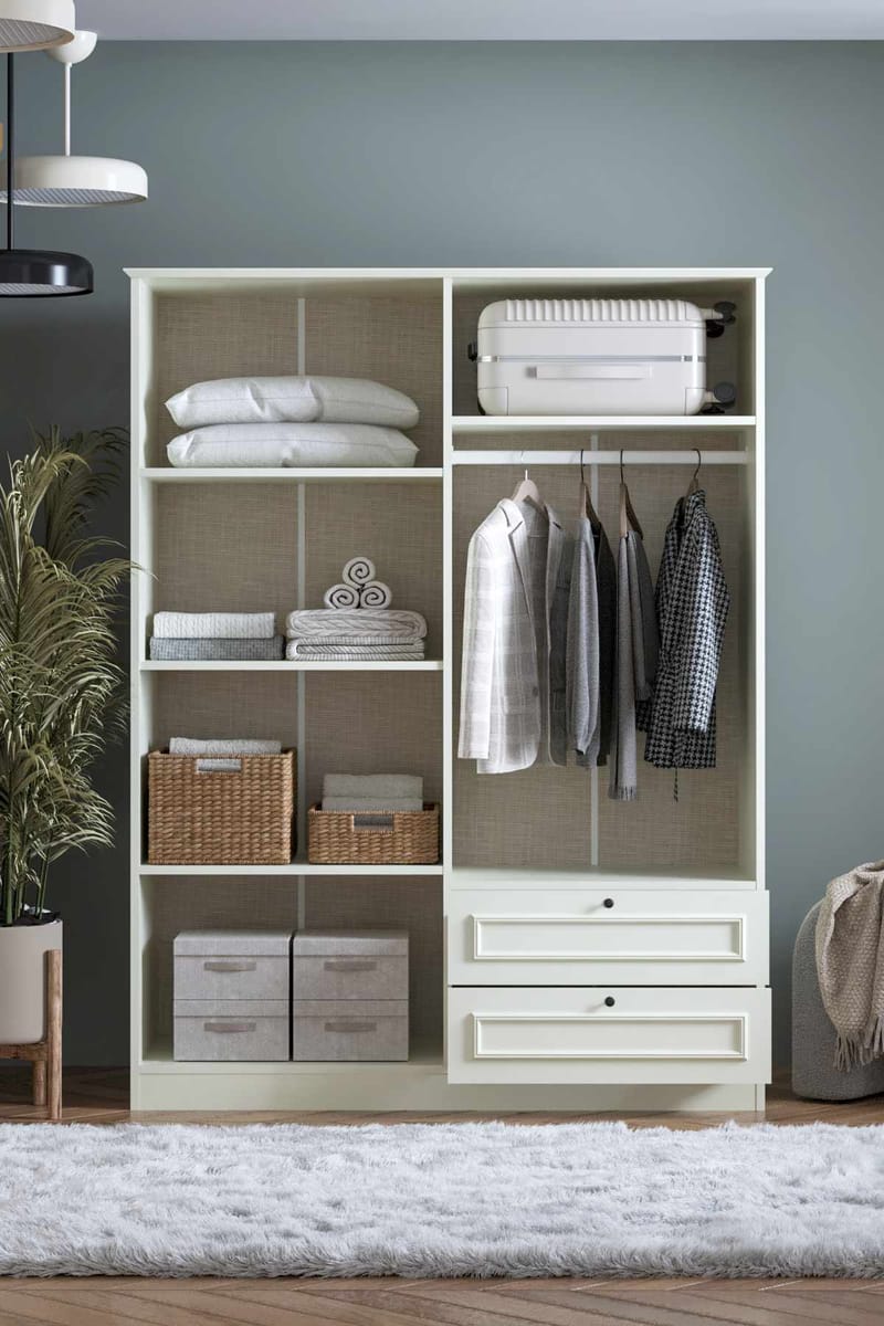 Wonthaggi Garderob 140x182 cm - Vit - Förvaring - Skåp - Garderobsskåp