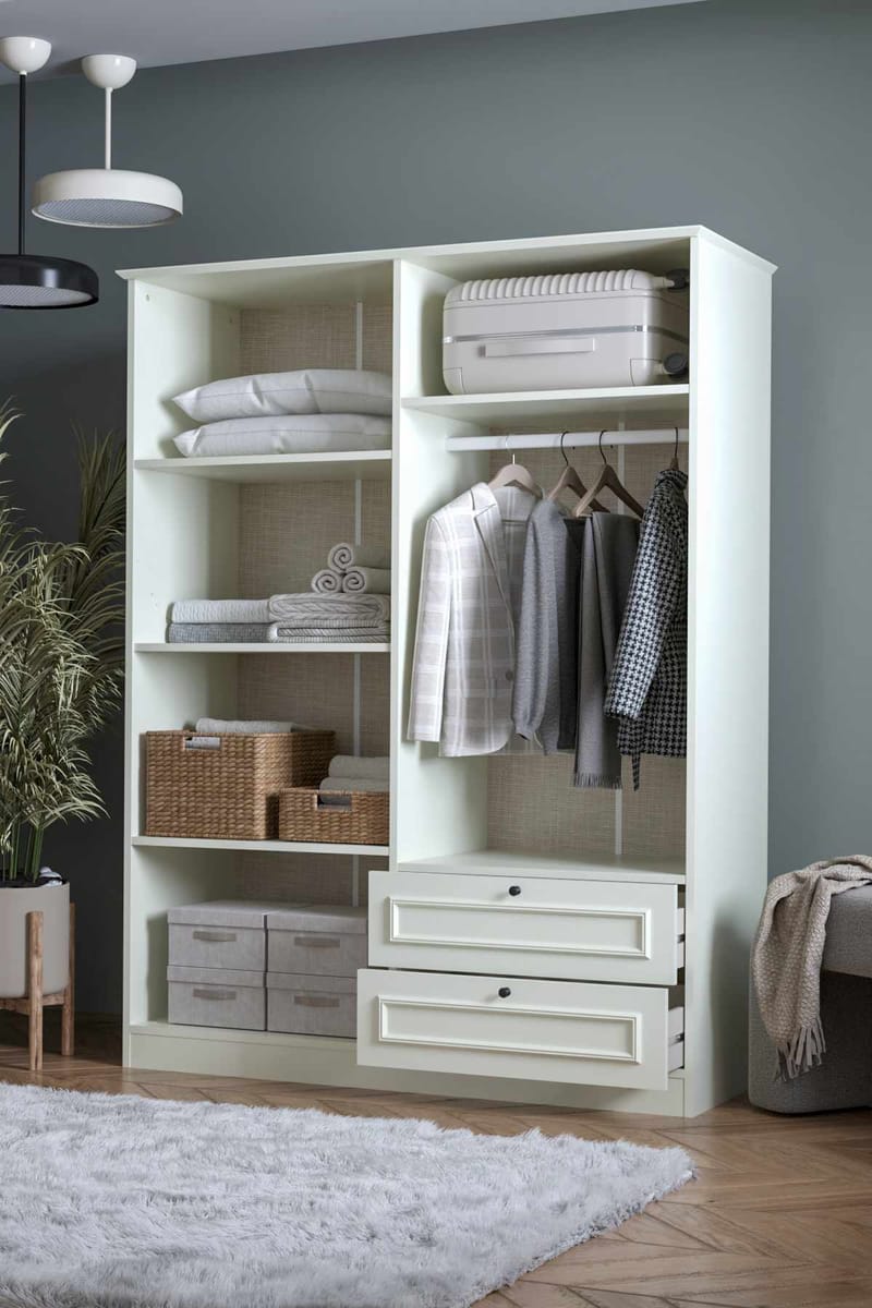 Wonthaggi Garderob 140x182 cm - Vit - Förvaring - Skåp - Garderobsskåp