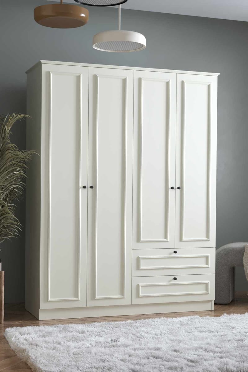 Wonthaggi Garderob 140x182 cm - Vit - Förvaring - Skåp - Garderobsskåp