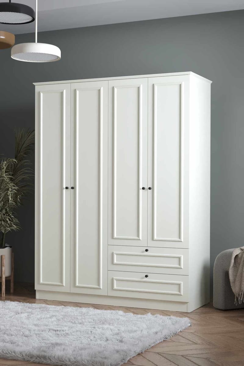 Wonthaggi Garderob 140x182 cm - Vit - Förvaring - Skåp - Garderobsskåp