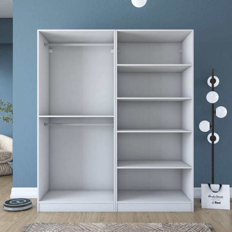Wonthaggi Garderob 180x210x57,5 cm - Vit - Förvaring - Skåp - Garderobsskåp