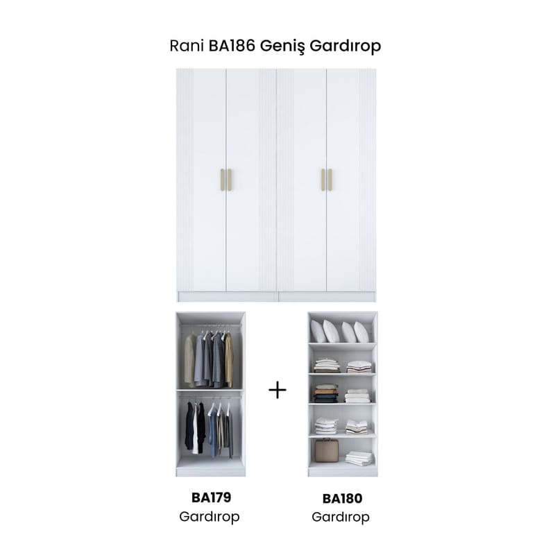 Wonthaggi Garderob 180x210x57,5 cm - Vit - Förvaring - Skåp - Garderobsskåp