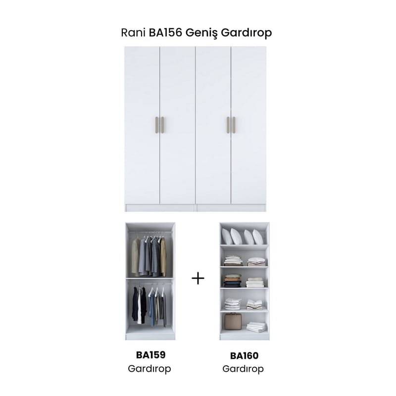 Wonthaggi Garderob 180x210x57,5 cm - Vit - Förvaring - Skåp - Garderobsskåp