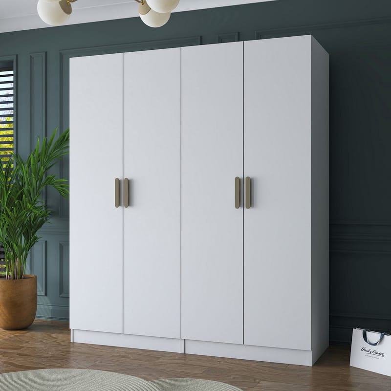 Wonthaggi Garderob 180x210x57,5 cm - Vit - Förvaring - Skåp - Garderobsskåp