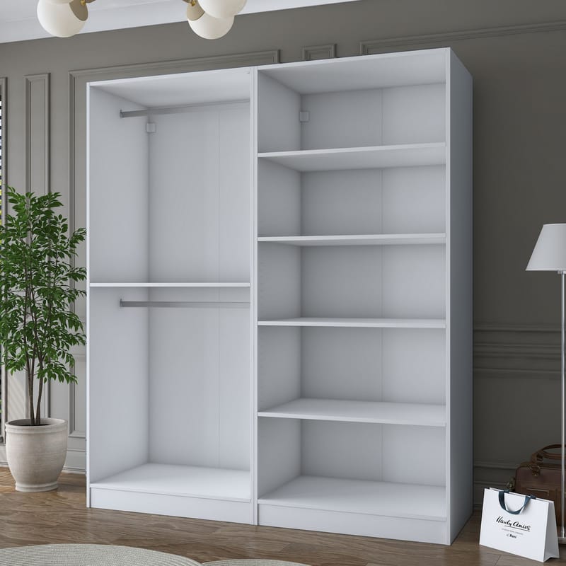 Wonthaggi Garderob 180x210x57,5 cm - Vit - Förvaring - Skåp - Garderobsskåp