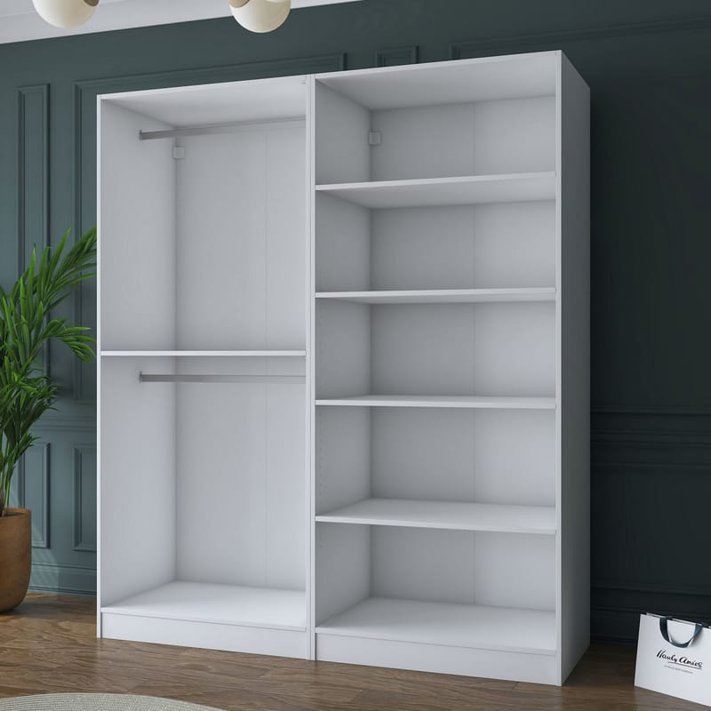Wonthaggi Garderob 180x210x57,5 cm - Vit - Förvaring - Skåp - Garderobsskåp
