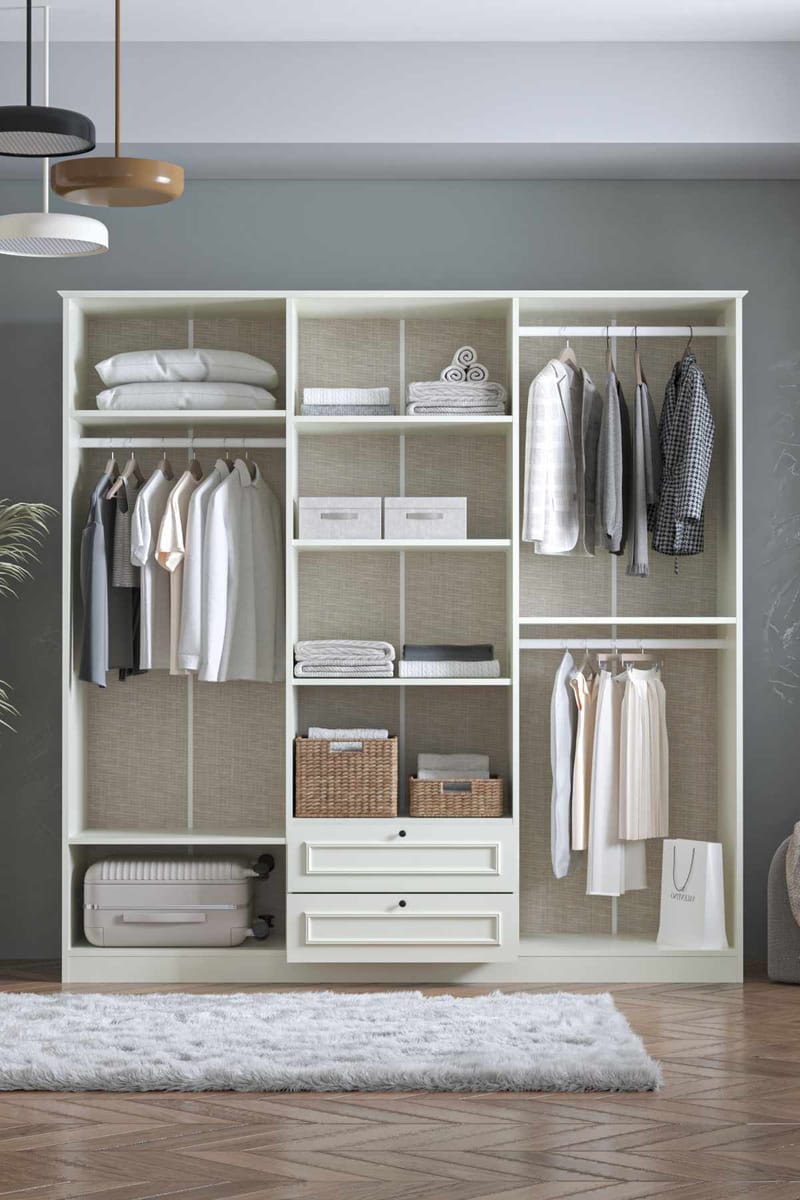 Wonthaggi Garderob 209x210 cm - Vit - Förvaring - Skåp - Garderobsskåp