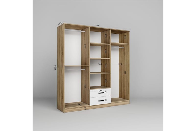 Yaman Garderobsskåp 180x190 cm - Valnöt - Förvaring - Skåp - Garderobsskåp